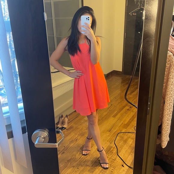 Sexy Neon Coral Summer Dress - Picture 1 of 4
